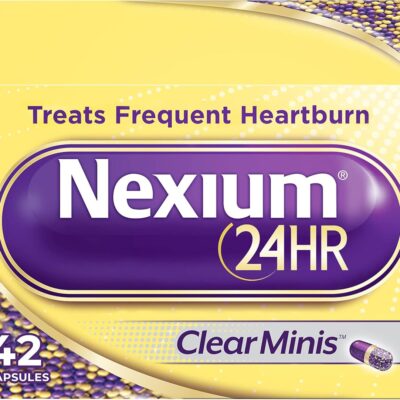 Nexium 24HR ClearMinis Acid Reducer Heartburn Relief Delayed Release Capsules for AllDay and AllNight Protection from Frequent Heartburn Heartburn Medicine with Esomeprazole Magnesium 42 Count