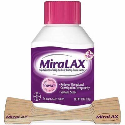 Gentle Constipation Relief Laxative Powder with Stirrer, Stool Softener, No Harsh Side Effects, Osmotic Laxative 14 Dose