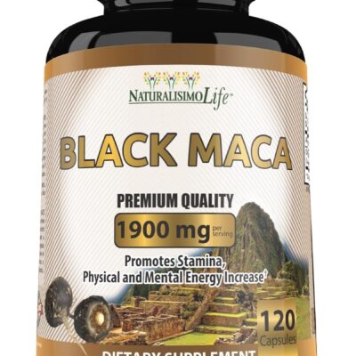 Organic Black Maca 1,900 mg per Serving Natural Energy Booster Peruvian Maca for Men & Women 120 Capsules