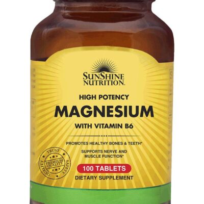 High Potency Magnesium Infused With Vitamin B6 Dietary Supplement Promotes Healthy Teeth And Bones Supports Nerve And Muscle Function 100 Tablets