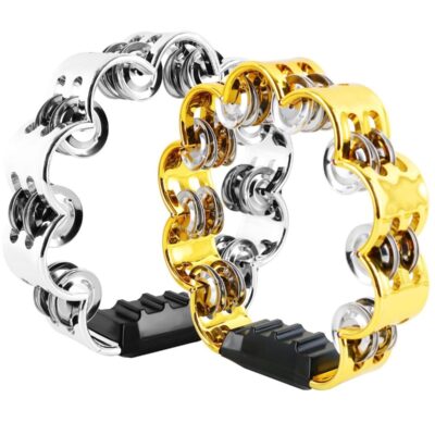Tambourine Metal Jingles Hand Held Percussion Hand Drum Double Row Metal Jingles Hand Bell Performance Level Handheld Percussion Flower Tambourine and Egg Shakers for Kids Adults KTV Party