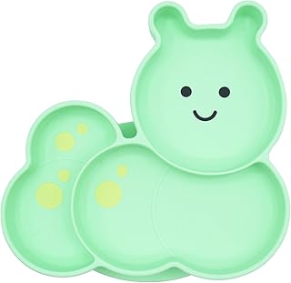 Melli Silicone Divided Plate - Caterpillar Mint