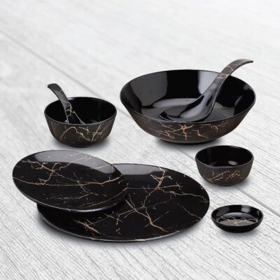 Dinewell Melamine Ultra Dinner Set Black 30Pcs Black/Brown 28cm