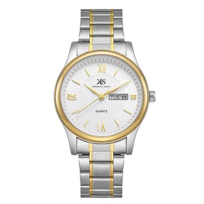 Kenneth Scott Mens White Dial Analog Watch