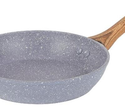 Delcasa 22cm Essential Frypan Strong Aluminum Body with Granite Coating and Heat Resistant Wooden Finish Bakelite Handle