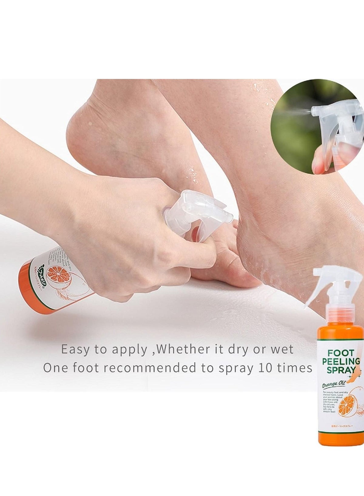 Foot Dead Skin Remover - Foot Peeling Spray Orange Oil,Natural Formula Foot Scrubber for Dead Skin Callous Removal, Moisturizing Nourishing Foot Exfoliator - Image 4