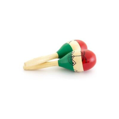 World Rhythm MAR56-NT Natural Hand Painted Wooden Maracas - Full Size Pair
