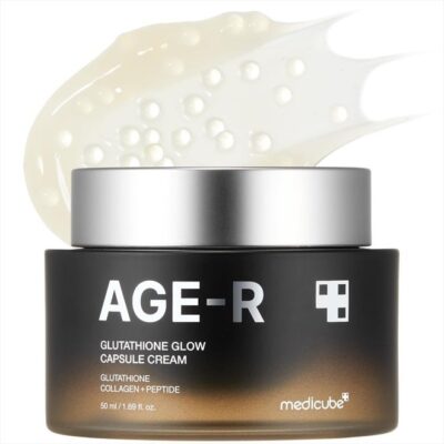 Age-R Glutathione Glow Capsule Facial Cream - Instant Lifting Moisturizer - Collagen Peptide For Hydrating Glow - Improve Blemishes, Uneven Skin Tone - Korean Skin Care 1.69 Fl.Oz