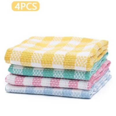 4 PCS Kitchen Dish Cloths, Ultra Soft Absorbent Quick Drying Cleaning Cloth, Dish Towels for Kitchen 13.8*13.8 inch