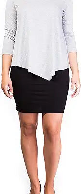 Mama Basic - Double Layer Maternity & Nursing Dress - Grey And Black Medium