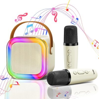 Portable Bluetooth Karaoke Machine with 2 Wireless Microphones & Color