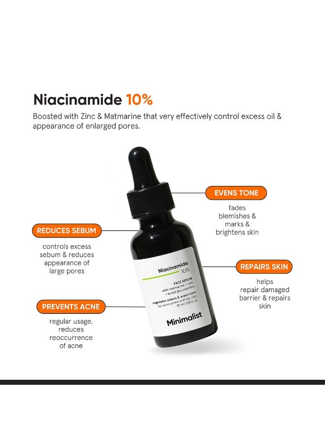 10% Niacinamide Face Serum with Zinc for Acne Marks, Blemishes, Pore Minimizing & Oil Control | Skin Clarifying Anti Acne Serum for Oily & Acne Prone Skin| Non-Sticky Matte Finish |30 ml - Image 3