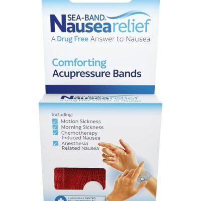 Sea-Band Anti-Nausea Acupressure Wristband for Motion & Morning Sickness - 1 Pair Red