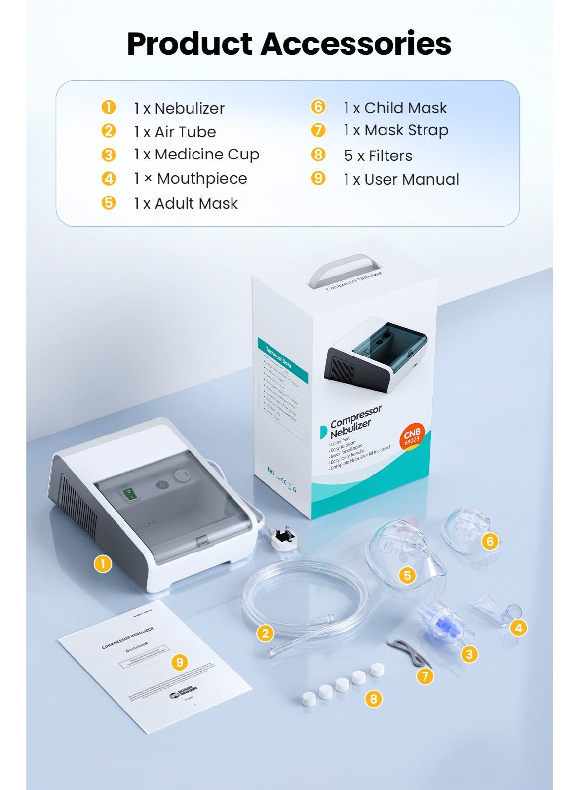 Compressor Nebulizer with Nasal, Nebulizer machine for Adults and Children - Image 2