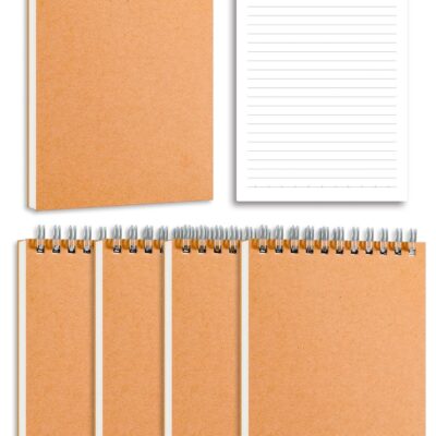 EYSOO A5 Spiral Notebooks 4 Pack Ruled Notepads 80 Sheets / 160 Pages Pocket Size Hardcover Notebooks for Office School Writing (Ruled)