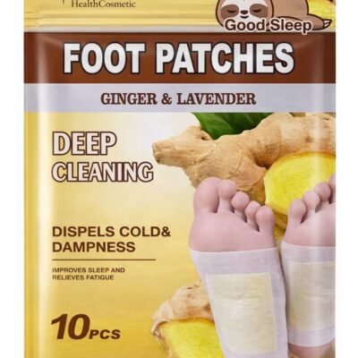 Disunie Foot Patches Deep Cleaning Ginger And Lavender 10pcs – Overnight Herbal Foot Care Patches with Ginger Extract, Lavender Extract, Tourmaline & Mugwort