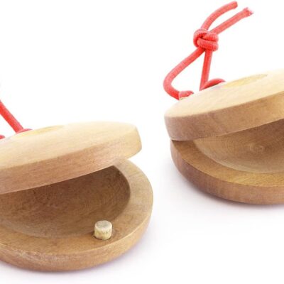 TIGER CAS14-NT Wooden Castanets - Finger Clackers Clappers - Two Pairs (4 Shells)
