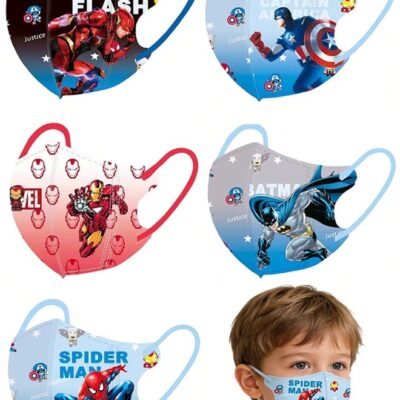 Individually Wrapped Kids Disposable Face Mask,50 pcs Masks for Children and Teenagers,3-Layer Cute Unisex Children's Masks
