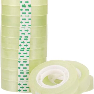 [Pack of 12] Clear Tape Rolls – [1/2 Inch x 25 yards] Transparent Tape for Office, Home, School, Gift Wrapping & Dispenser Refills - 1 Inch Core