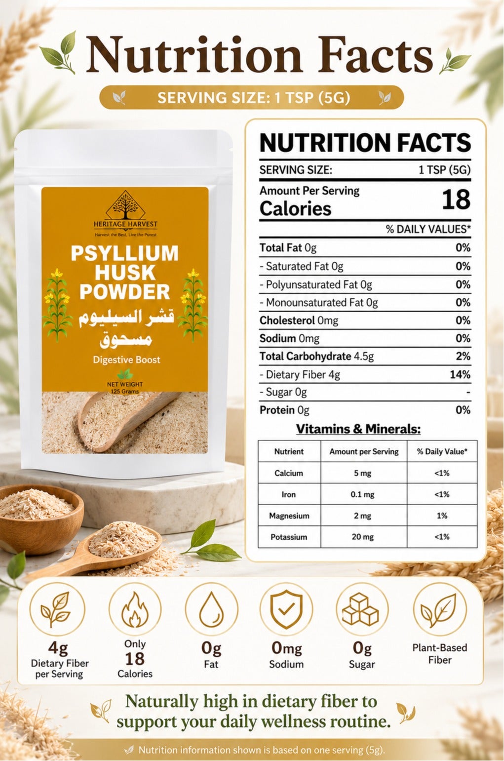 Premium Psyllium Husk Powder for Digestive Health | Natural Fiber Supplement for Gut Wellness, Weight Loss & Healthy Digestion - Image 2
