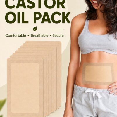 10Pack Castor Oil Pack Wrap for Liver, Stomach, Belly Button Detoxification, Castor Oil Pack Size 11" * 6.3" for Pure Castor Oil, No Washing Self Adhesive with High Absorbent Organic Cotton Flannel, 100% Leak-Free(Oil Not Included), Design for Women Men
