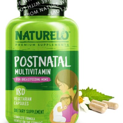 PostNatal Multivitamin For Breastfeeding Moms 180 Vegetarian Capsules Dietary Supplement Complete formula, Gentle on the stomach