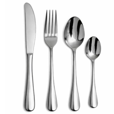 4 Piece Premium Stainless Steel Cutlery – Dinner Knife, Dinner Fork, Table Spoon & Tea Spoon – Mirror Polished, Rust-Resistant Flatware for Home, Kitchen & Dining Table