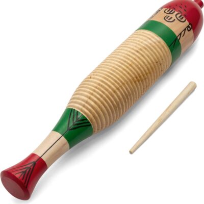 TIGER GUI7-NT Wooden Fish Guiro with Wooden Scraper/Beater - School Percussion Instrument
