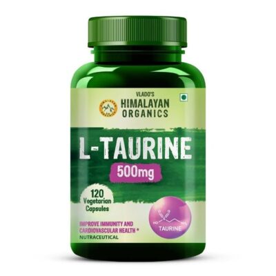 Vlado's Himalayan Organics L-Taurine 500mg | Amino Acid Supplement for Athletic Performance | Support Muscle Recovery | Improve Performance | Promotes Vision & Nerve Health - 120 Veg Capsules