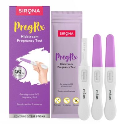 Sirona PregRx Midstream Urine HCG Pregnancy Test Kit Device - Pack of 3