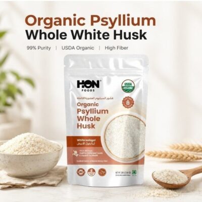 Organic Psyllium whole Husk 200 gm (Isabgol) – 99% Purity, USDA Organic, Soluble Fiber,High Fiber, Gluten Free, Non-GMO, Halal | Digestive & Gut Health Support | 200g