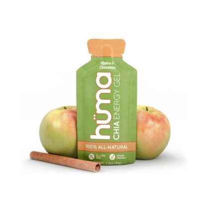 Huma Energy Gel Apple and Cinnamon 9 count X 42g 22gr Carbs 105mg Sodium 100% All Natural Vegan Gluten Free Caffeine Free No Stomach Problems Great Taste Easy Digestion - Pack of 9