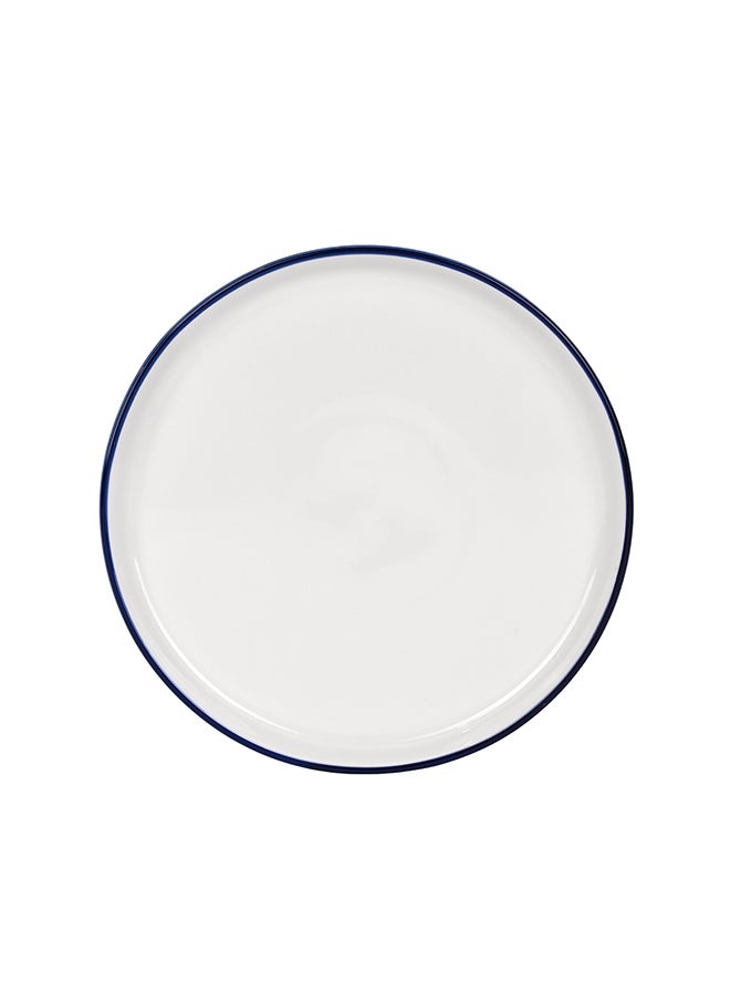 12 piece Porcelain Dinnerware Set, Set for 4, Microwave & Dishwasher Safe, White and Blue Rim - Image 3