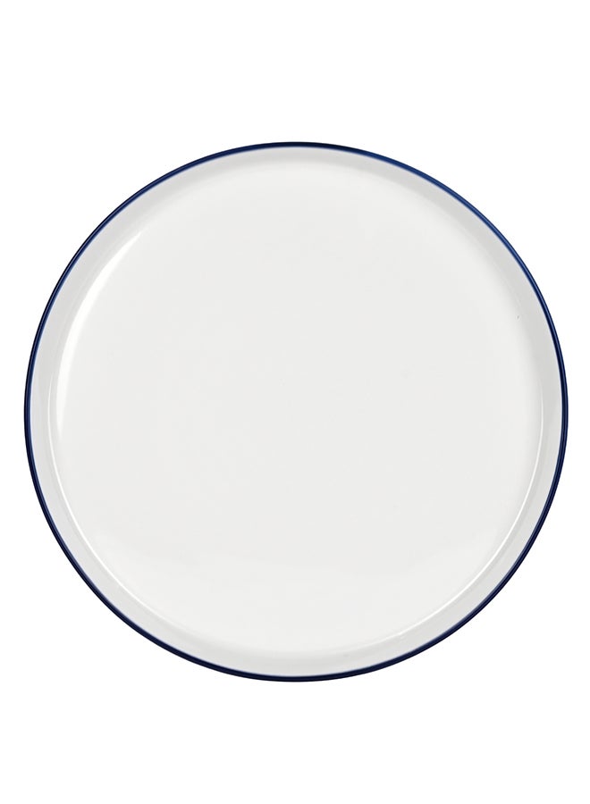 12 piece Porcelain Dinnerware Set, Set for 4, Microwave & Dishwasher Safe, White and Blue Rim - Image 2