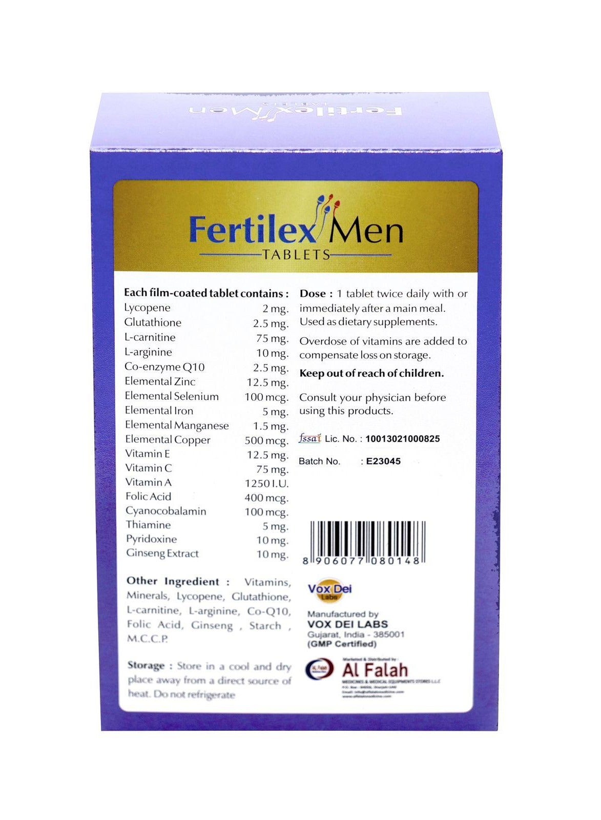 Fertilex Men Tablets - 60 Tablets | Enriched with L-Carnitine, Lycopene, L-Arginine, Glutathione, CoQ10, Zinc, Selenium, Folic Acid & Micronutrients - Image 2