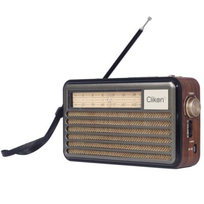 Clikon Classic Retro Bluetooth FM Radio - Portable, Vintage Wooden Finish, USB, TF Card, AUX, 1200 mAh Battery, 4H Playtime - CK837
