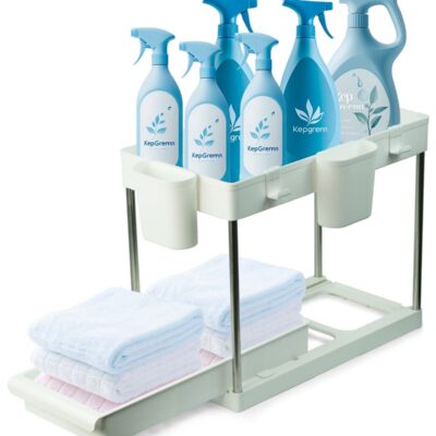 Under Sink Organizer, Kitchen Organizer Bathroom Storage Shelf with 2 Tier Rack