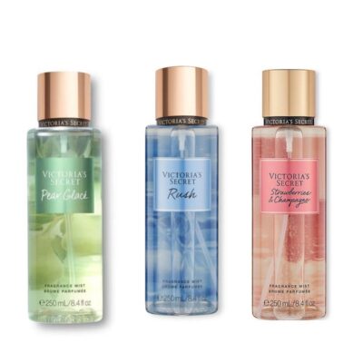 Combo Pack of 3 Body Mists - Rush, Strawberry Champagne & Pear Glace - 250ml Each (Total 750ml)