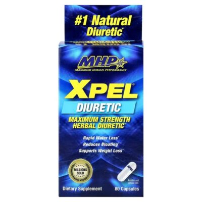 XPEL Maximum Strength Herbal Diuretic 80 Capsules | Advanced Botanical Blend with Electrolytes | Fitness & Active Lifestyle Supplement