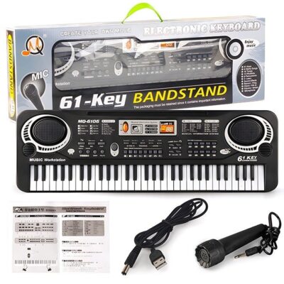 Electronic Keyboard Piano 61 Keys, Electronic Portable Keyboard Piano 61 Keyboard with Microphone, Power Supply Digital Music Piano Keyboard Early Education Music Instrument for Beginners & Kids