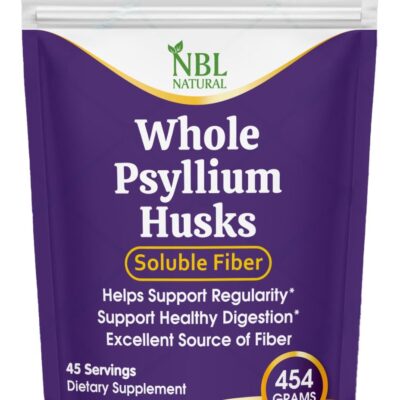 Whole Psyllium Husks – 454g | Soluble Fiber Supplement | 100% Pure & Natural | Supports Regularity & Digestive Wellness | 45 Servings