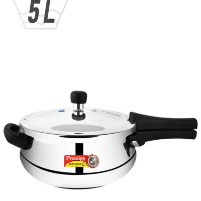 Deluxe Plus Junior Handi Aluminium Pressure Cooker With Lid, Dishwasher Safe & Induction Safe Silver 5Liters