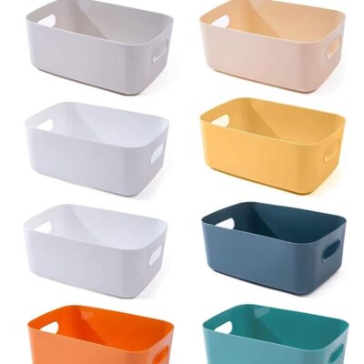 Small Storage Bin, Durable Storage Basket Cabinet Organizer, Toy Baskets Food Storage Containers for Organizing Storage Basket Organizer with Handles, Pack of 8
