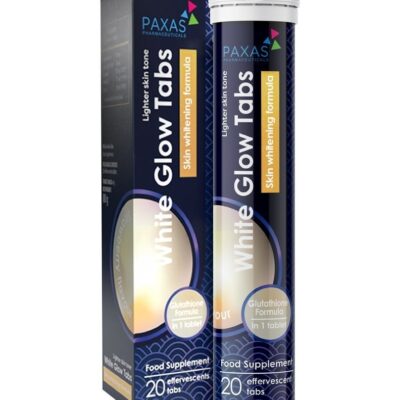 White Glow Tabs, Effervescent Tablets (20 Tablets) | Glutathione & Vitamin C Formula | Skin Brightening Support | Strawberry Flavour