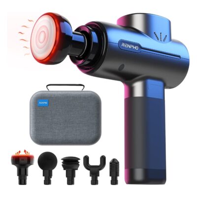 RENPHO Active Massage Gun with Heat Deep Tissue Muscle, 2022 Upgrade Powerful Portable Gun Massage Percussion Massager Gun for Athletes, Electric Back Massagers, Handheld Body Massager Gun Gifts