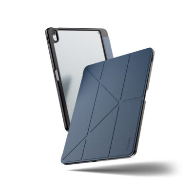 Blupebble New Yorker Slim Case with Y-Fold Stand for iPad Air 13-inch 2024, Apple Pencil Holder, Magnetic Closure, Lightweight Protection - Navy Blue - NEWYORKER13AIR24-NBL