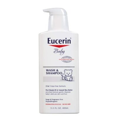 Eucerin Baby 2-in-1 Tear-Free Wash & Shampoo – Gentle Cleansing for Hair and Body, Fragrance-Free, Dermatologist Recommended