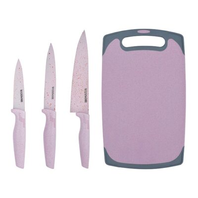Cutting Board With Knife Set Pink/Grey 5.5inch