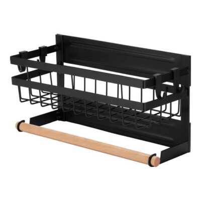 Magnetic Spice Rack For Refrigerator With Hook Black 31 x 13 x 17cm