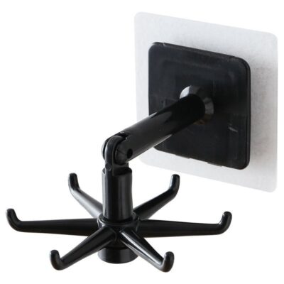 Multifunctional 360°Rotating And Folding Hook Kitchen Shelf black 7*7.5*11cm